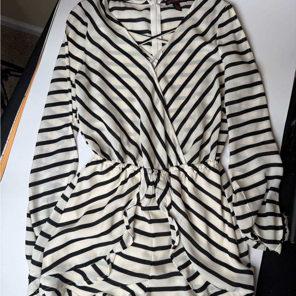 Material Girl Black and White Striped Top